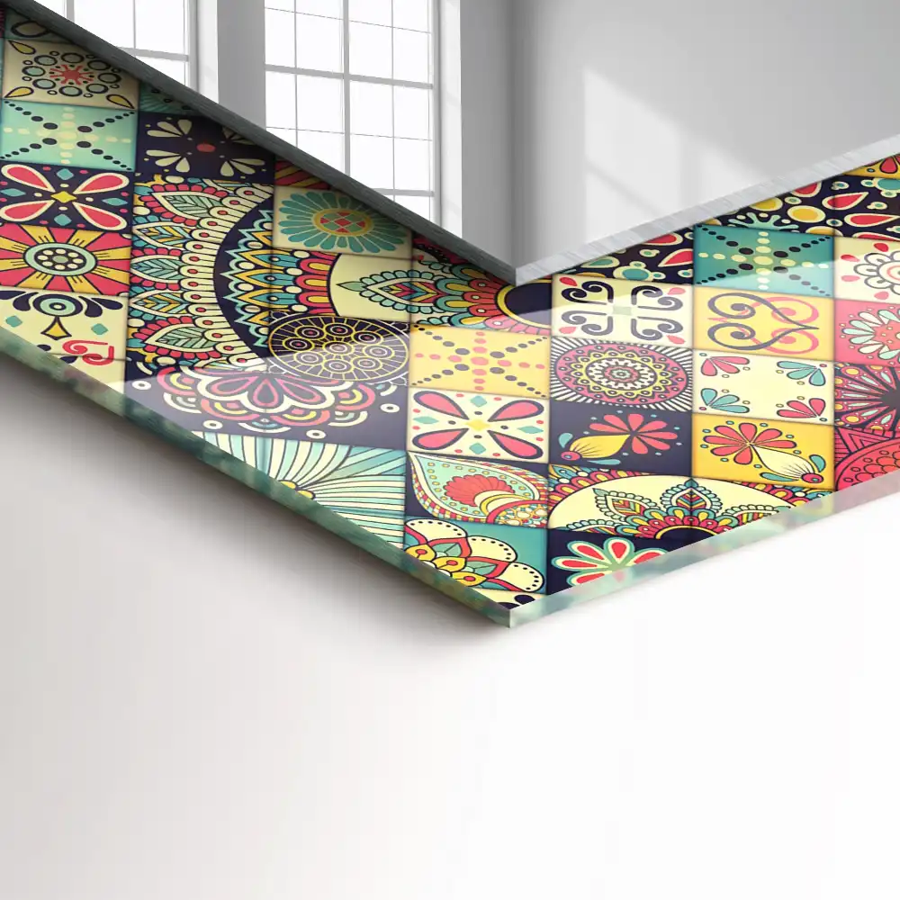 Pravokotne okrasno ogledalo Barviti vzorci patchworka