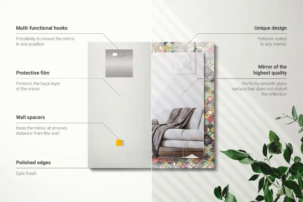 Pravokotne okrasno ogledalo Barviti vzorci patchworka