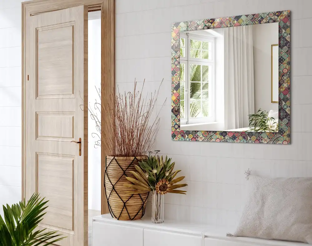 Pravokotne okrasno ogledalo Barviti vzorci patchworka