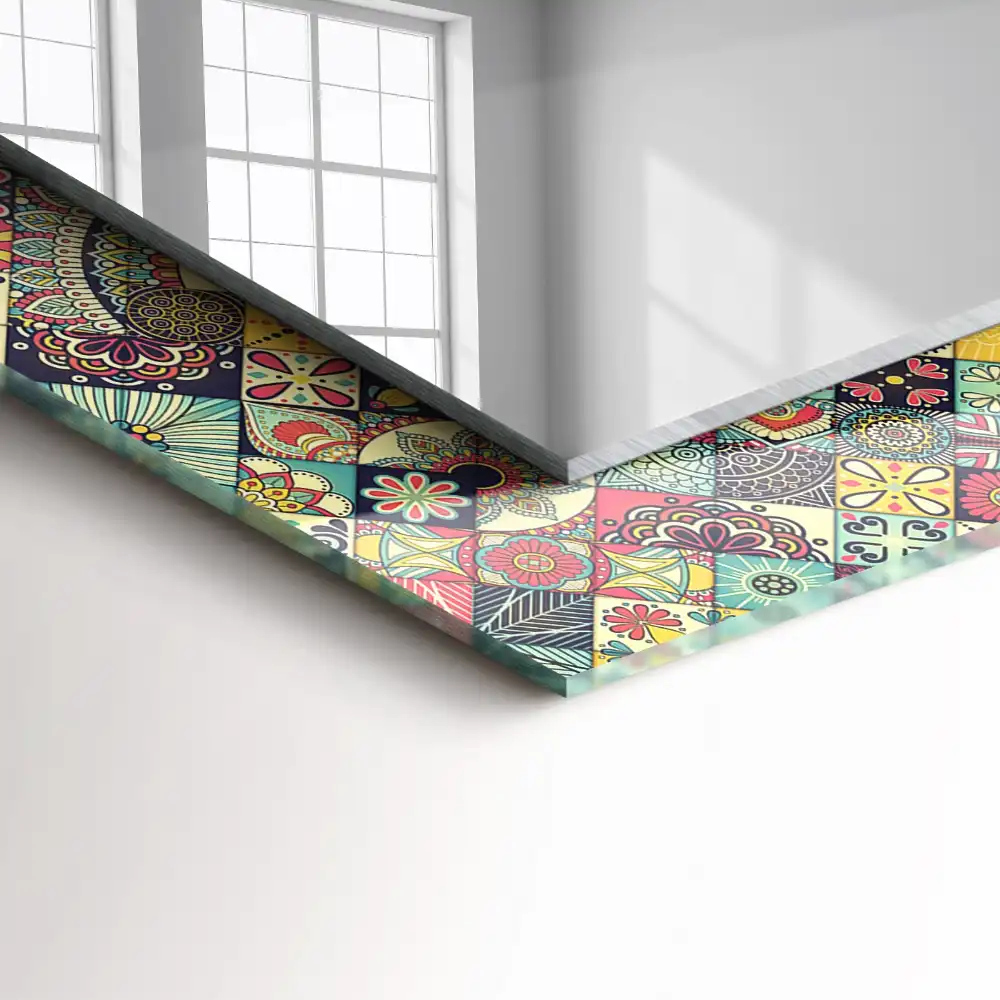 Pravokotne okrasno ogledalo Barviti vzorci patchworka