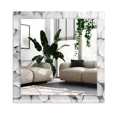 Pravokotne okrasno ogledalo Beli gladki kamni