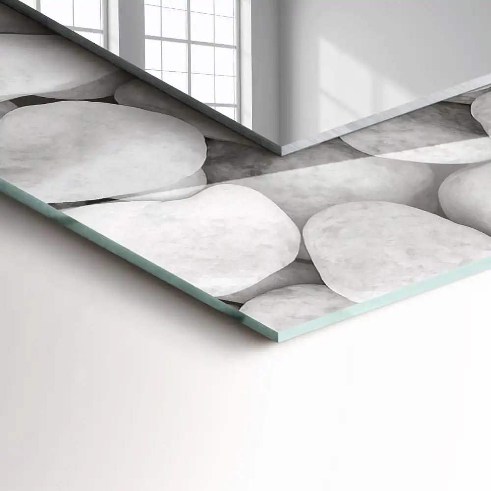 Pravokotne okrasno ogledalo Beli gladki kamni