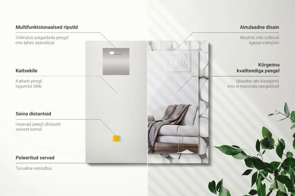 Pravokotne okrasno ogledalo Beli gladki kamni