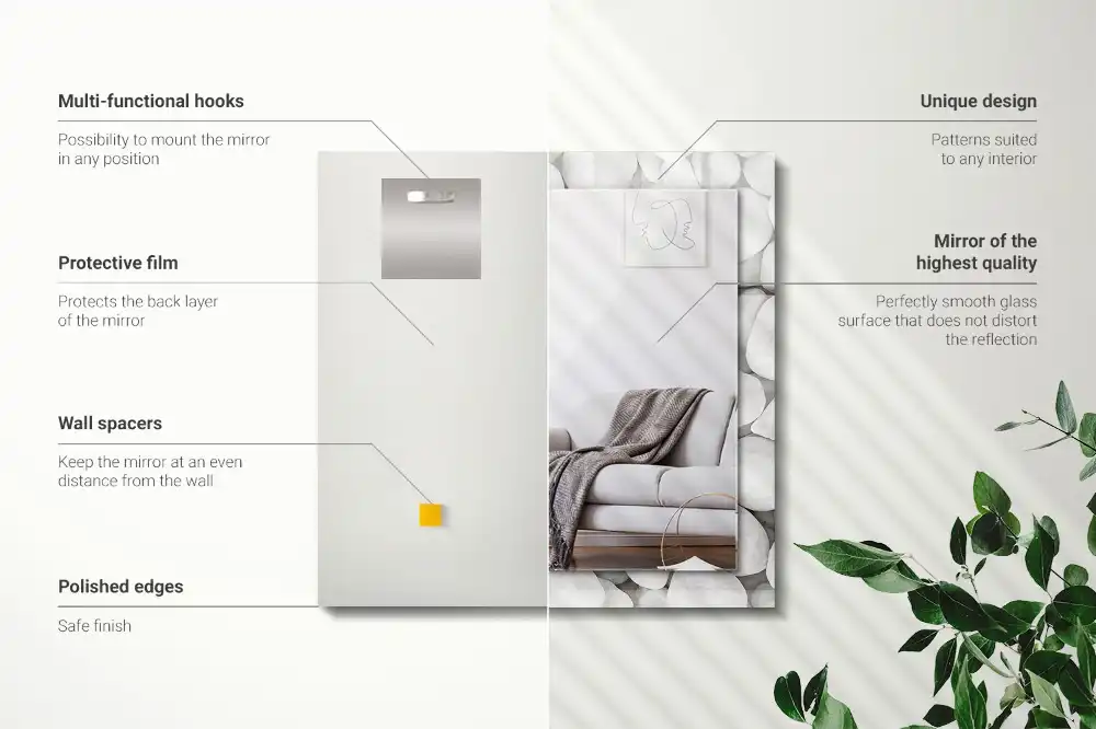 Pravokotne okrasno ogledalo Beli gladki kamni