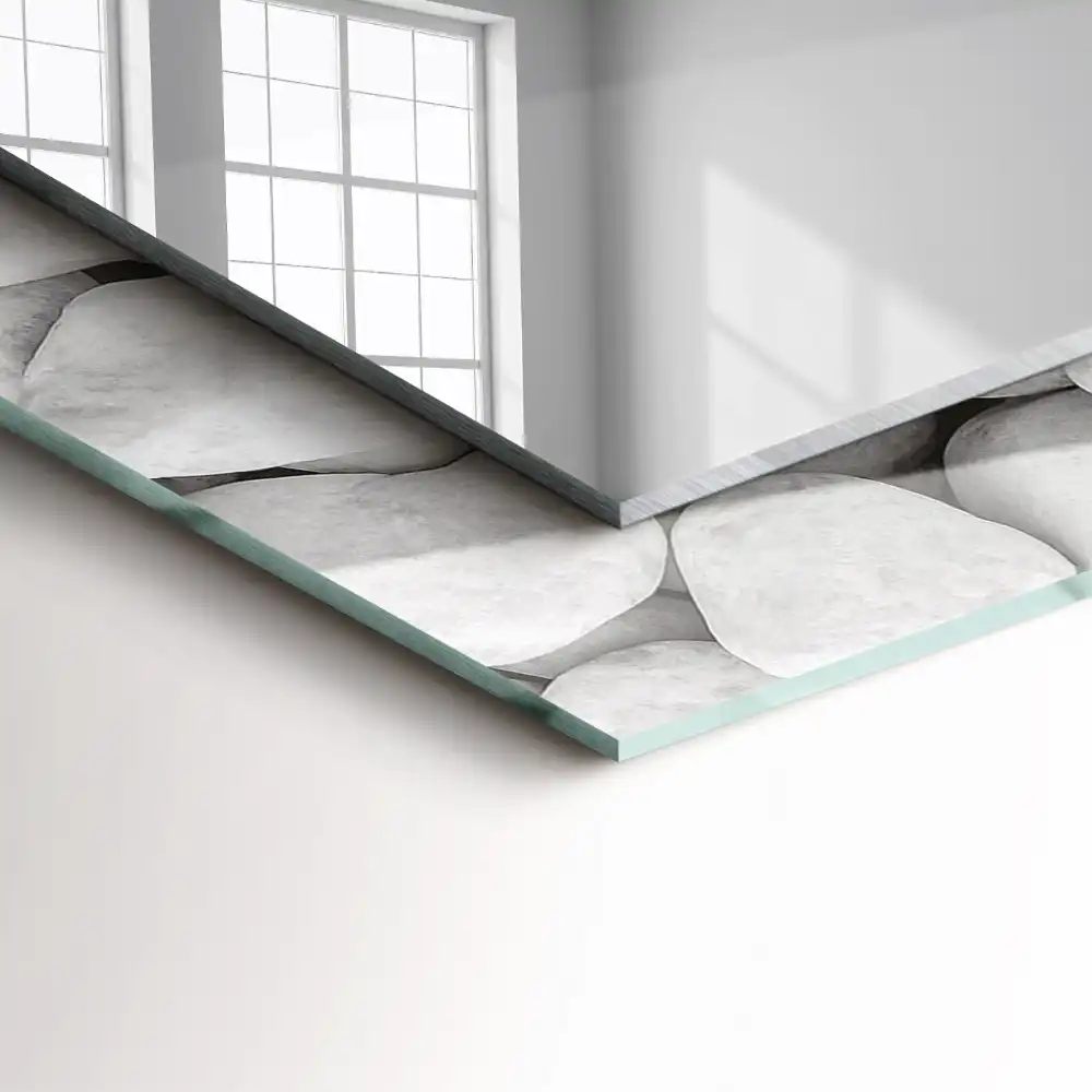 Pravokotne okrasno ogledalo Beli gladki kamni