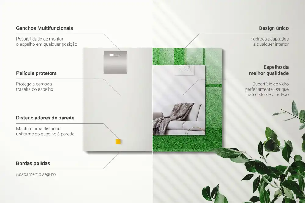 Tiskano pravokotne ogledalo Zelena trava