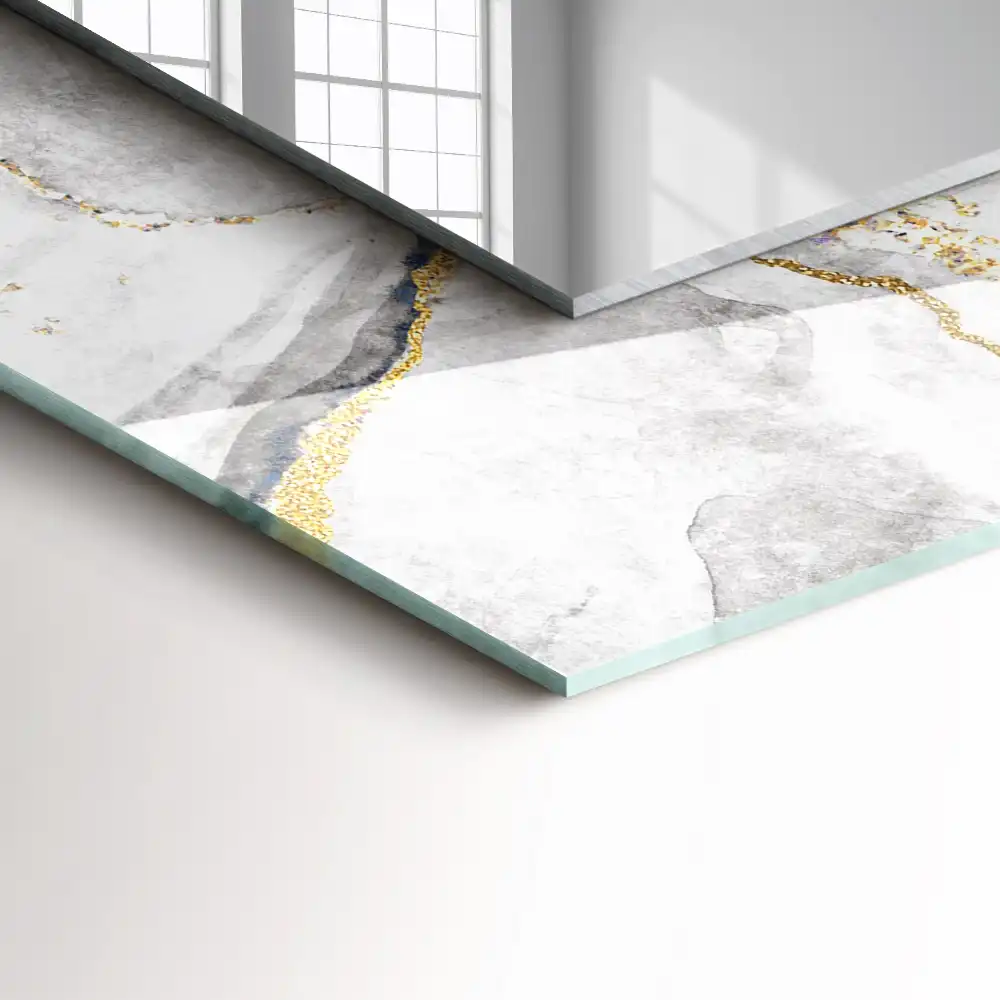 Tiskano pravokotne ogledalo Žilast marmor