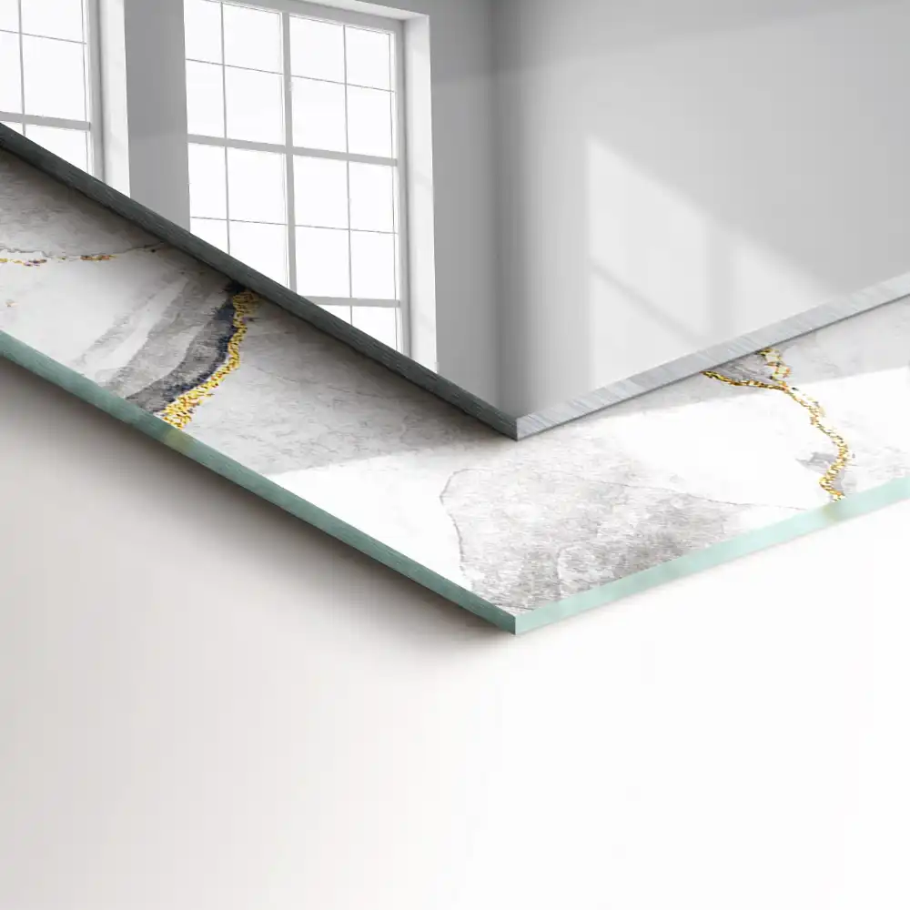 Tiskano pravokotne ogledalo Žilast marmor