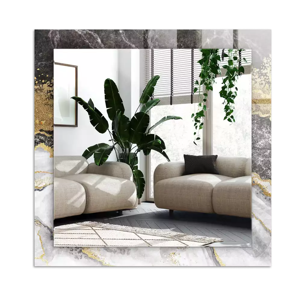 Pravokotne ogledalo s potiskanim okvirjem Povzetek marmornih žil