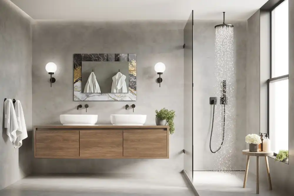 Pravokotne ogledalo s potiskanim okvirjem Povzetek marmornih žil