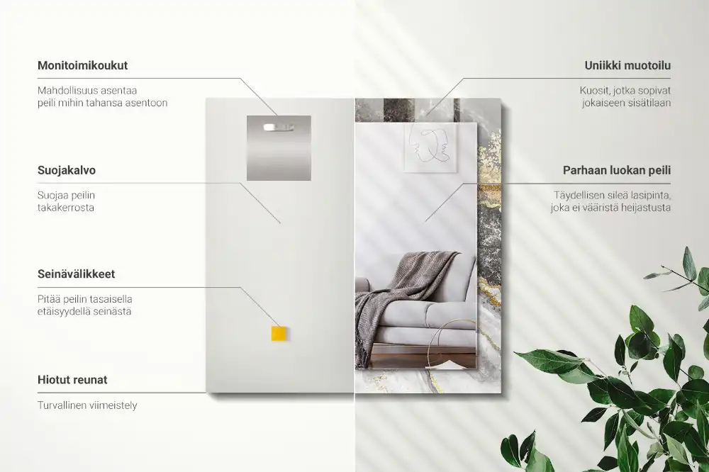 Pravokotne ogledalo s potiskanim okvirjem Povzetek marmornih žil