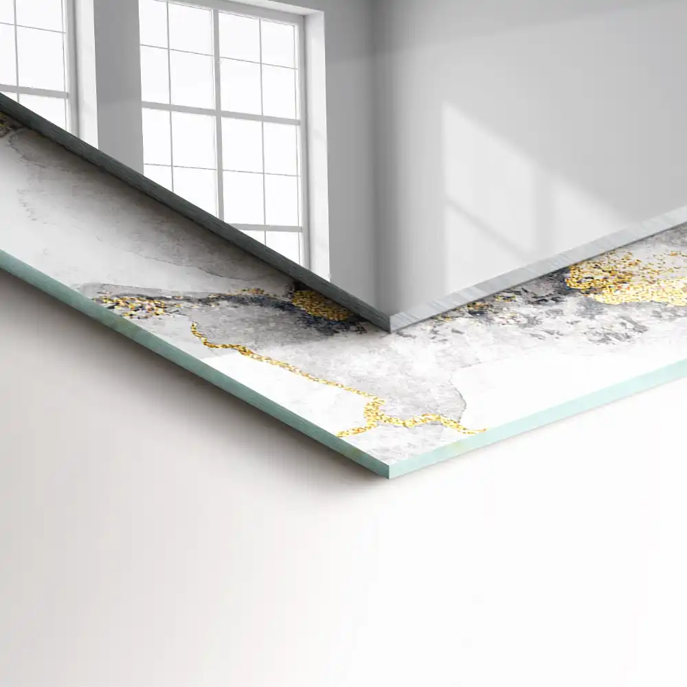 Pravokotne ogledalo s potiskanim okvirjem Povzetek marmornih žil