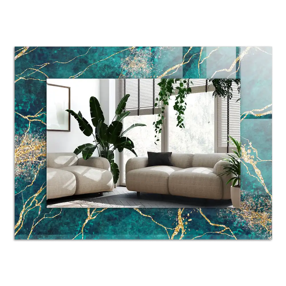 Tiskano pravokotne ogledalo Zeleni marmor