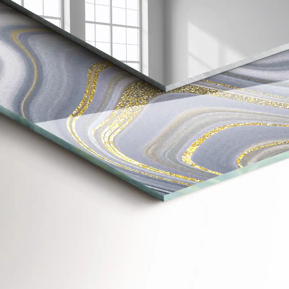 Pravokotne ogledalo s potiskanim okvirjem Abstraktni marmorni vzorci