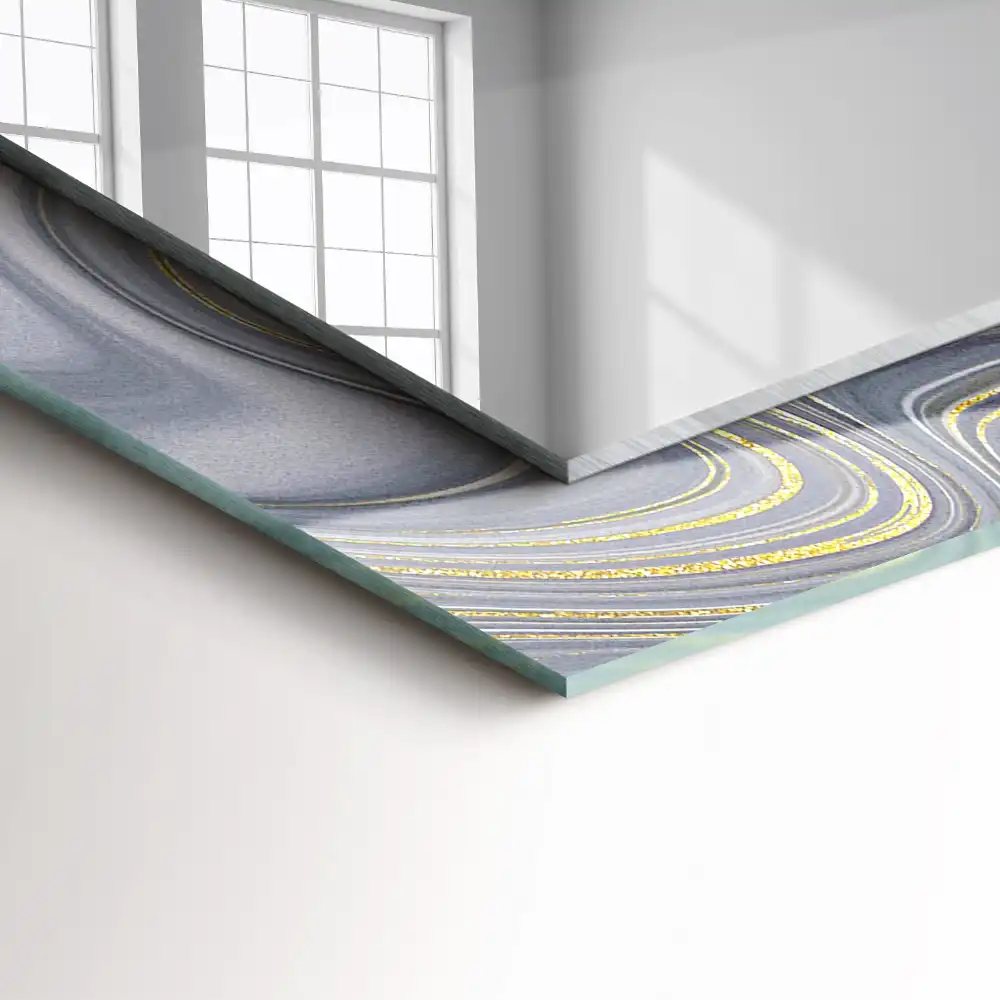 Pravokotne ogledalo s potiskanim okvirjem Abstraktni marmorni vzorci