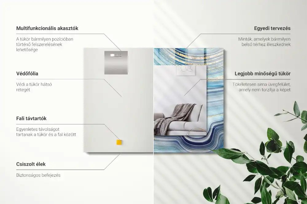 Pravokotne okrasno ogledalo Abstraktni modri valovi