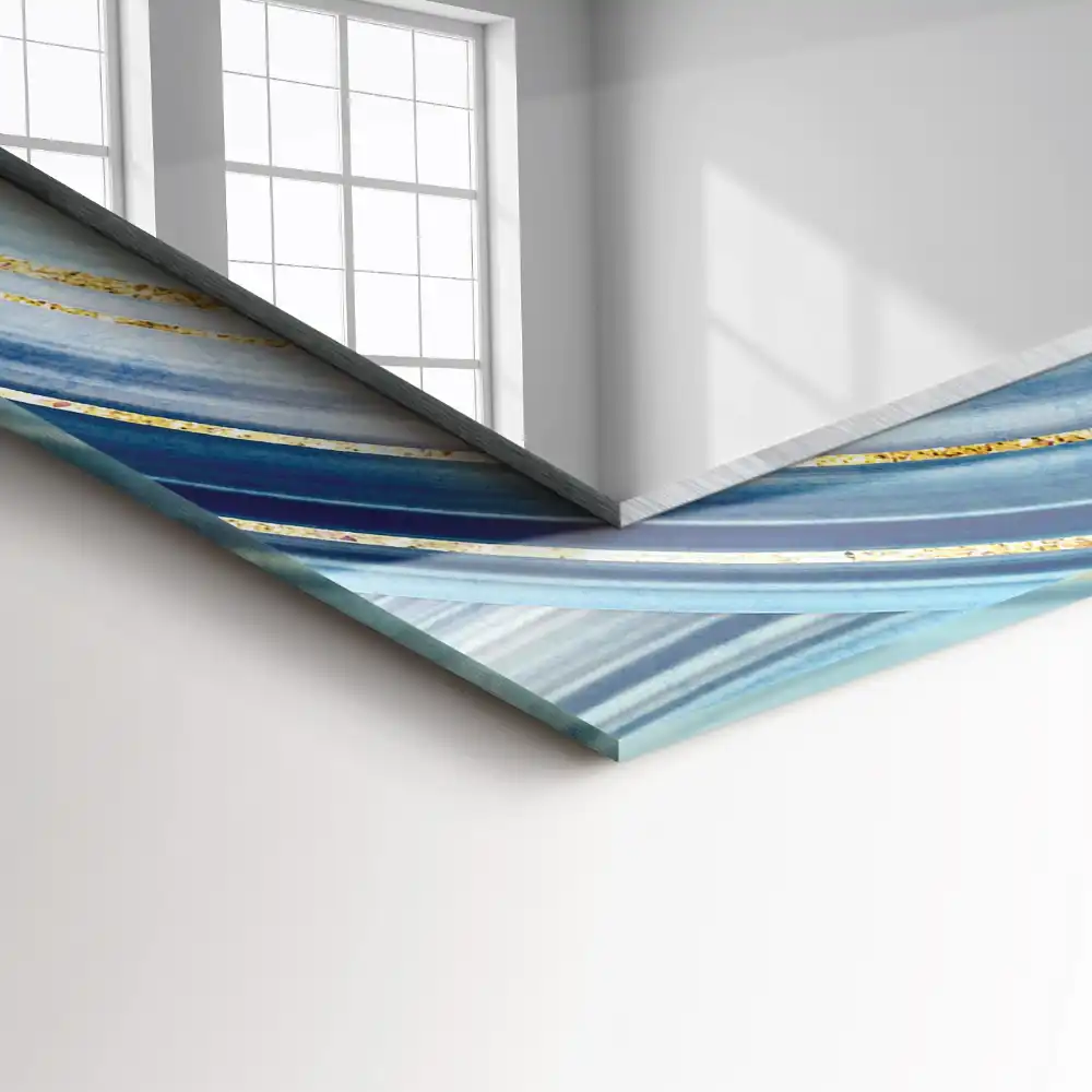 Pravokotne okrasno ogledalo Abstraktni modri valovi