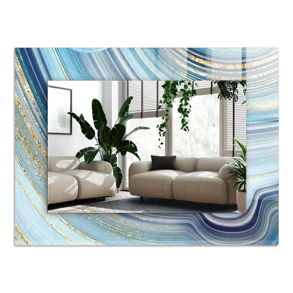 Pravokotne okrasno ogledalo Abstraktni modri valovi