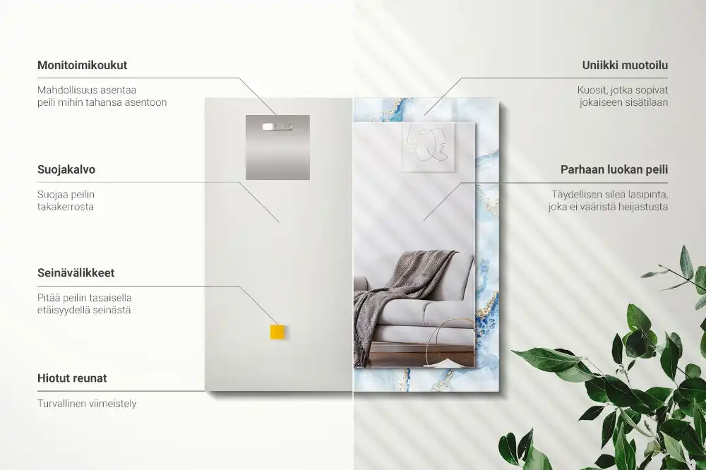 Tiskano pravokotne ogledalo Abstraktni marmorni vzorec