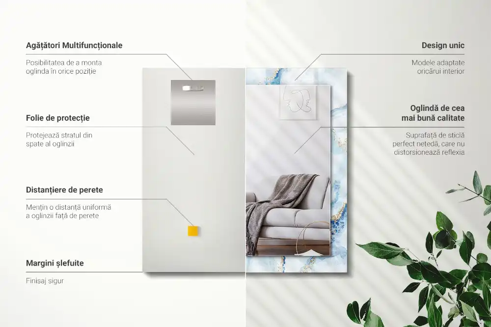 Tiskano pravokotne ogledalo Abstraktni marmorni vzorec