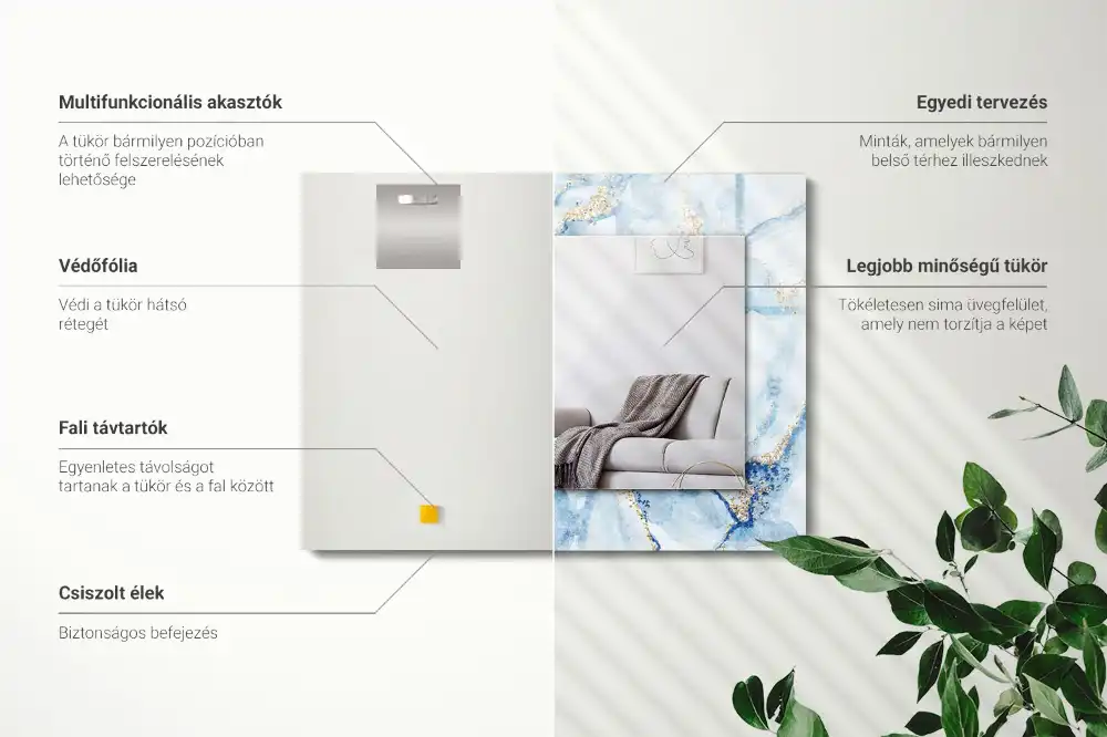 Tiskano pravokotne ogledalo Abstraktni marmorni vzorec