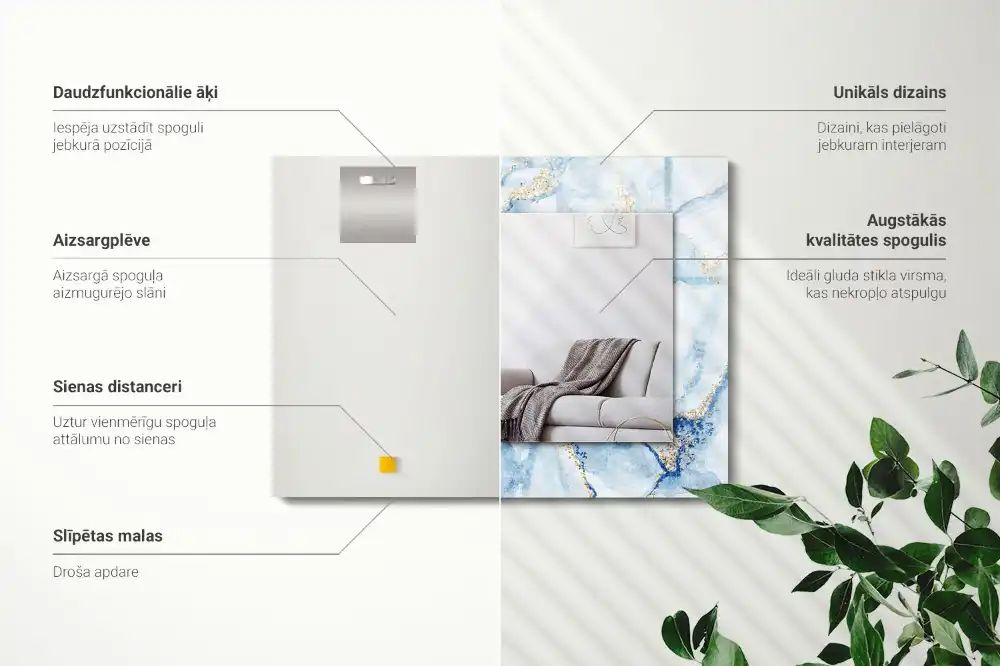 Tiskano pravokotne ogledalo Abstraktni marmorni vzorec