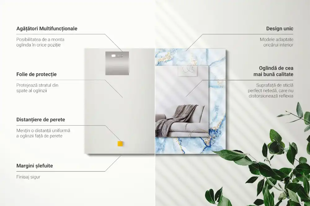 Tiskano pravokotne ogledalo Abstraktni marmorni vzorec