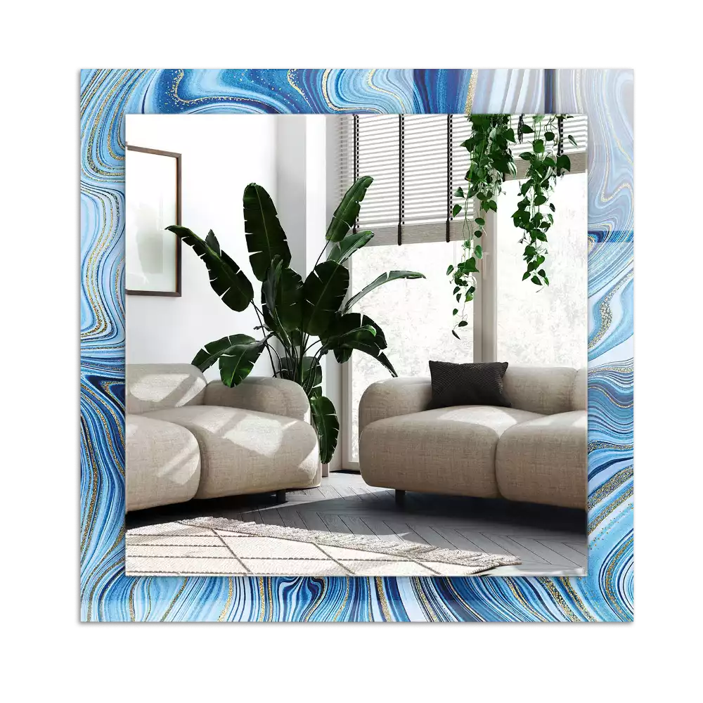 Pravokotne ogledalo s potiskanim okvirjem Abstraktni modri vzorec