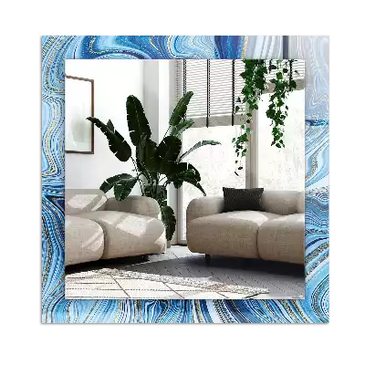 Pravokotne ogledalo s potiskanim okvirjem Abstraktni modri vzorec