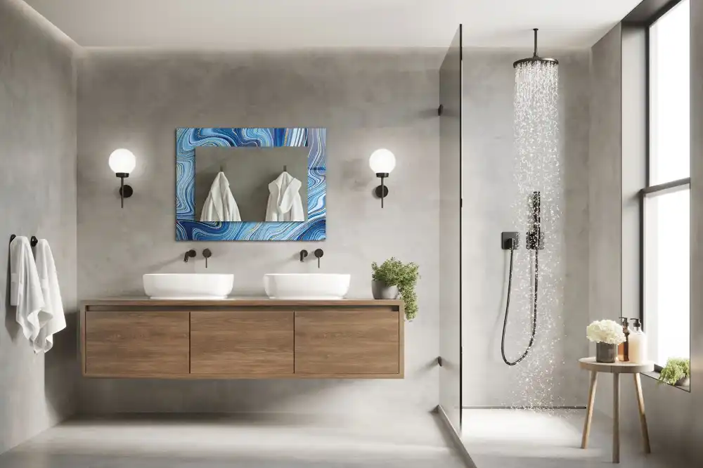 Pravokotne ogledalo s potiskanim okvirjem Abstraktni modri vzorec