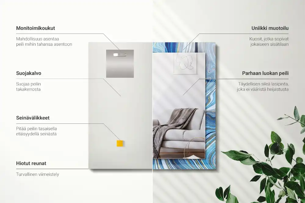 Pravokotne ogledalo s potiskanim okvirjem Abstraktni modri vzorec