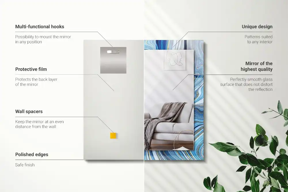 Pravokotne ogledalo s potiskanim okvirjem Abstraktni modri vzorec