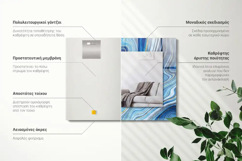 Pravokotne ogledalo s potiskanim okvirjem Abstraktni modri vzorec