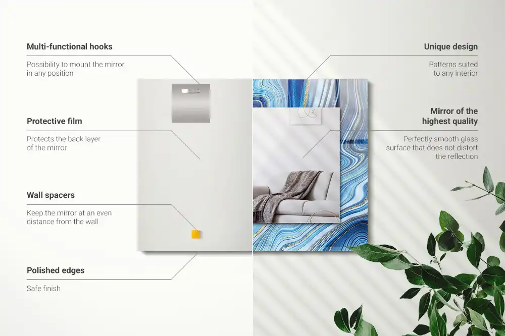 Pravokotne ogledalo s potiskanim okvirjem Abstraktni modri vzorec