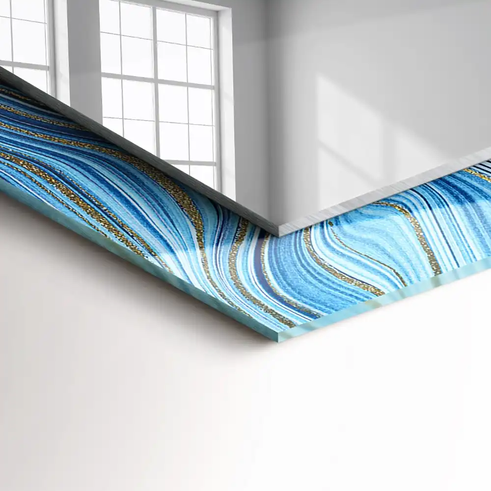 Pravokotne ogledalo s potiskanim okvirjem Abstraktni modri vzorec