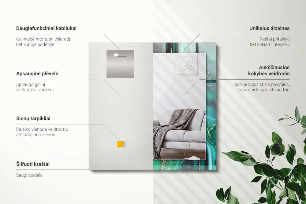 Pravokotne okrasno ogledalo Abstraktna zelena tekstura