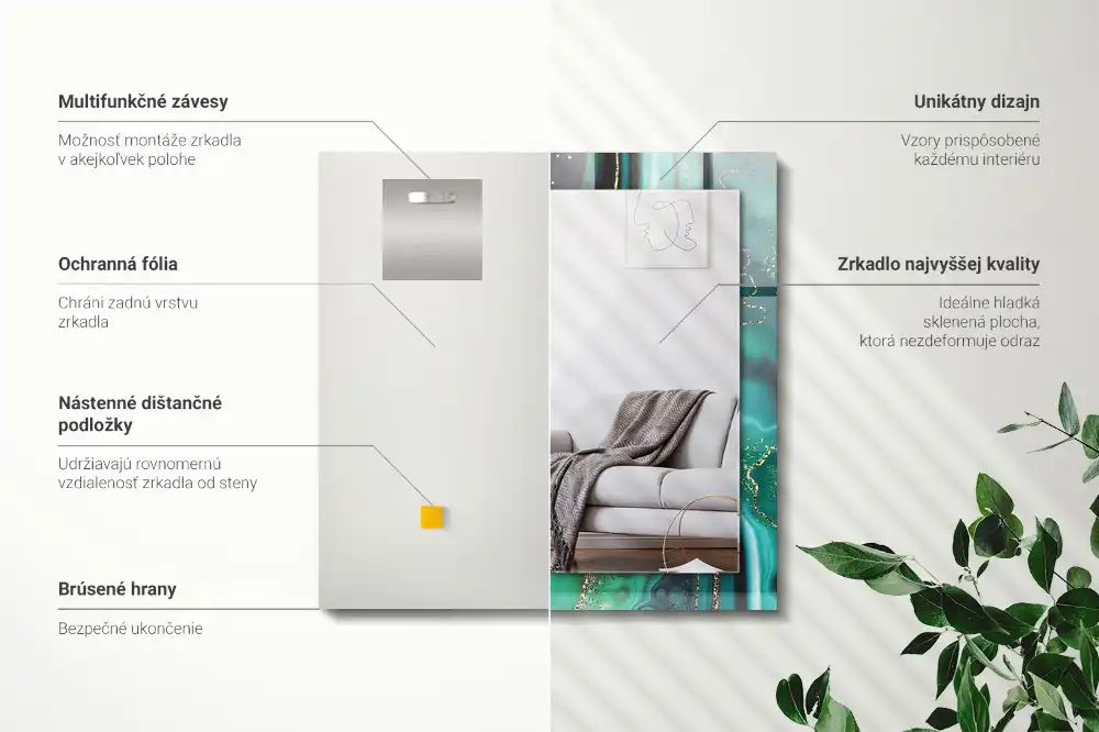 Pravokotne okrasno ogledalo Abstraktna zelena tekstura