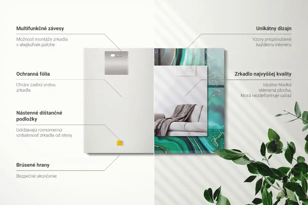 Pravokotne okrasno ogledalo Abstraktna zelena tekstura