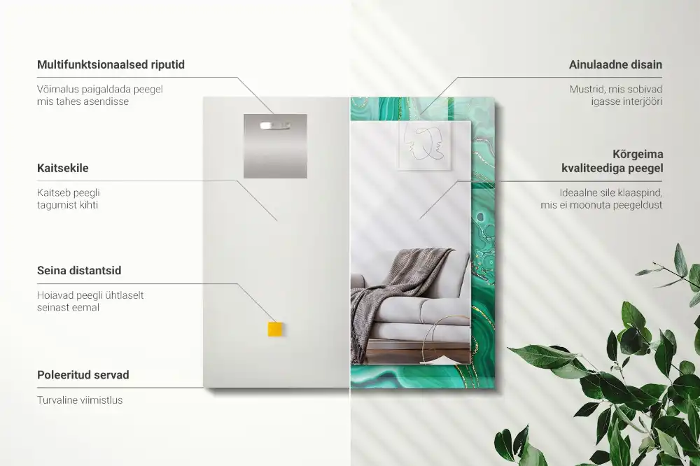 Tiskano pravokotne ogledalo Abstraktna zelena tekstura