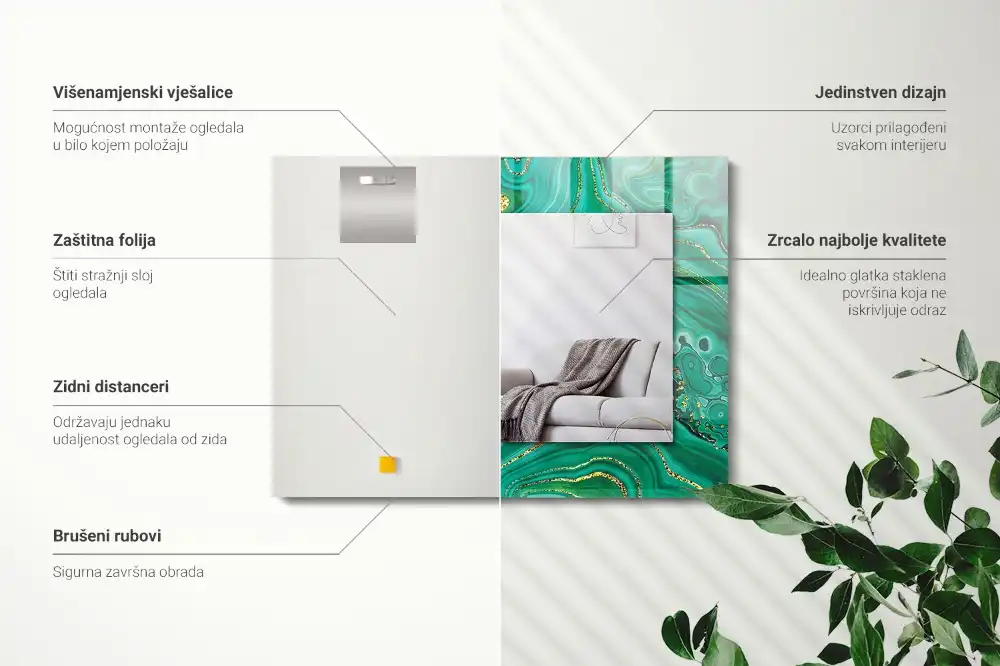 Tiskano pravokotne ogledalo Abstraktna zelena tekstura