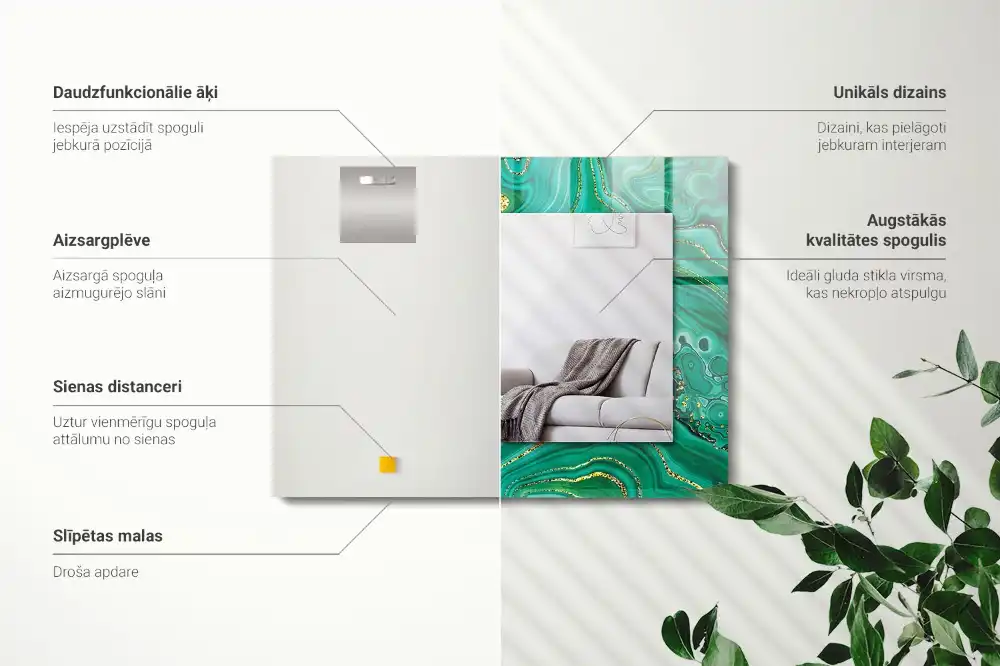 Tiskano pravokotne ogledalo Abstraktna zelena tekstura