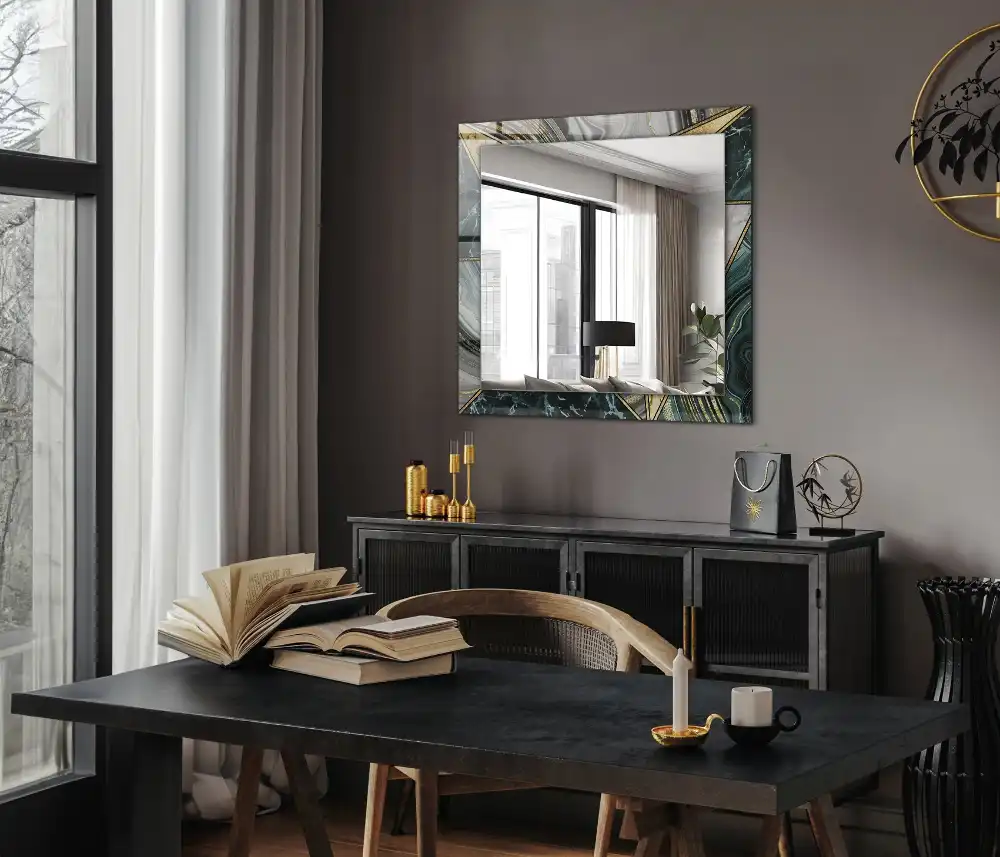 Pravokotne ogledalo s potiskanim okvirjem Abstraktni geometrijski vzorci