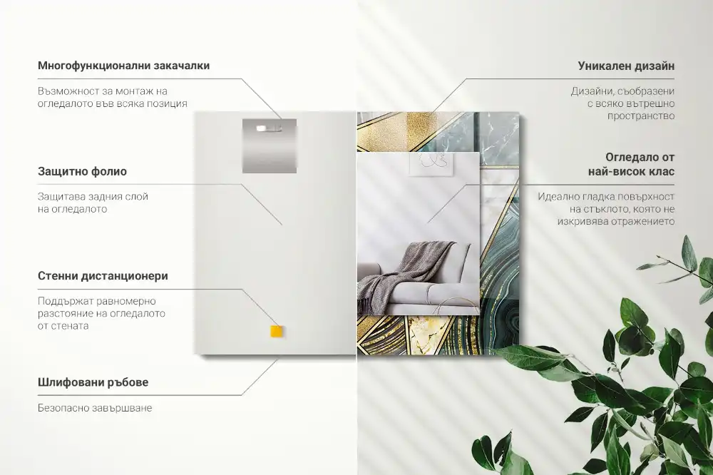 Pravokotne ogledalo s potiskanim okvirjem Abstraktni geometrijski vzorci