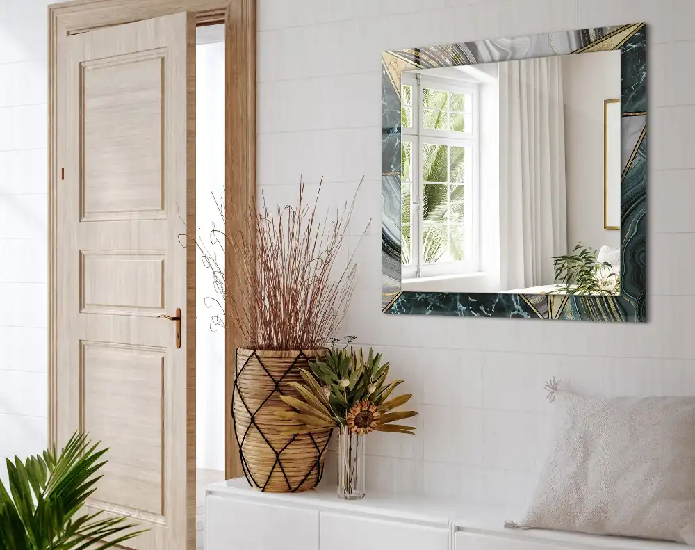 Pravokotne ogledalo s potiskanim okvirjem Abstraktni geometrijski vzorci