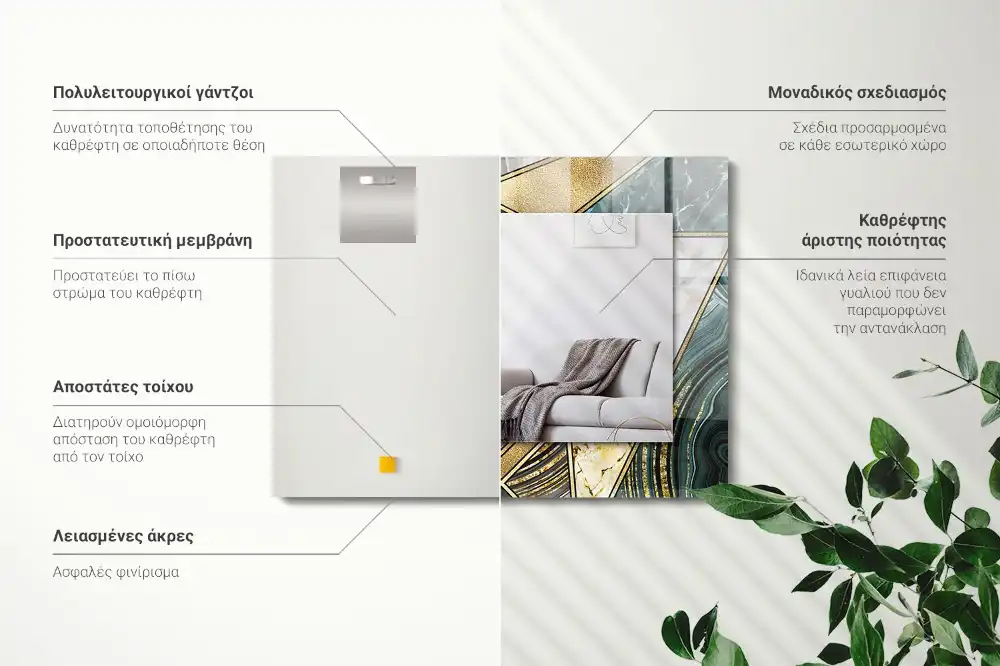 Pravokotne ogledalo s potiskanim okvirjem Abstraktni geometrijski vzorci