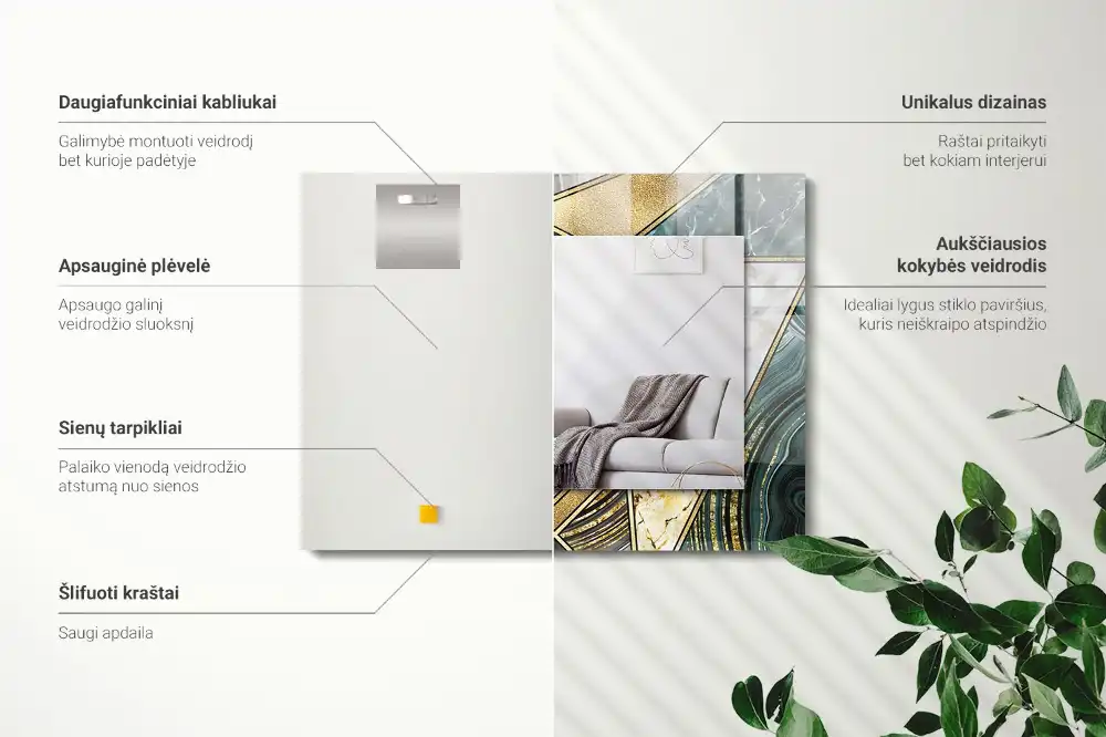 Pravokotne ogledalo s potiskanim okvirjem Abstraktni geometrijski vzorci