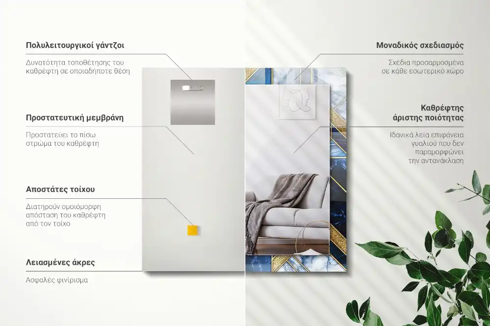 Pravokotne okrasno ogledalo Abstraktni geometrijski mozaik