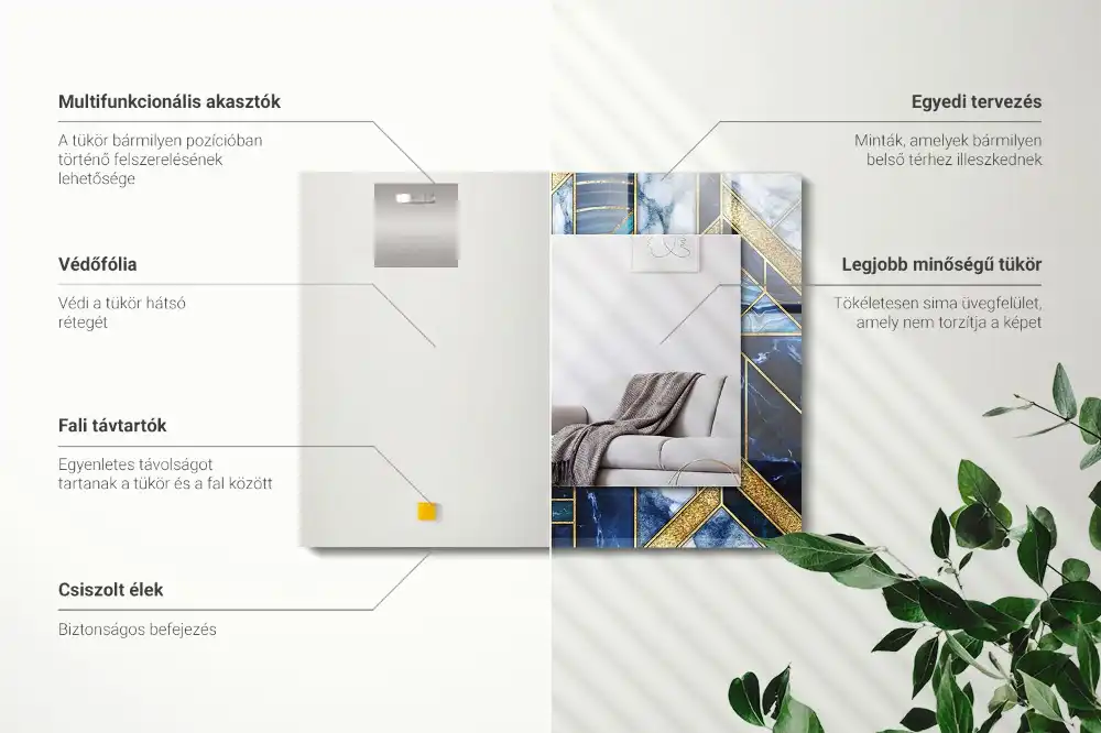 Pravokotne okrasno ogledalo Abstraktni geometrijski mozaik