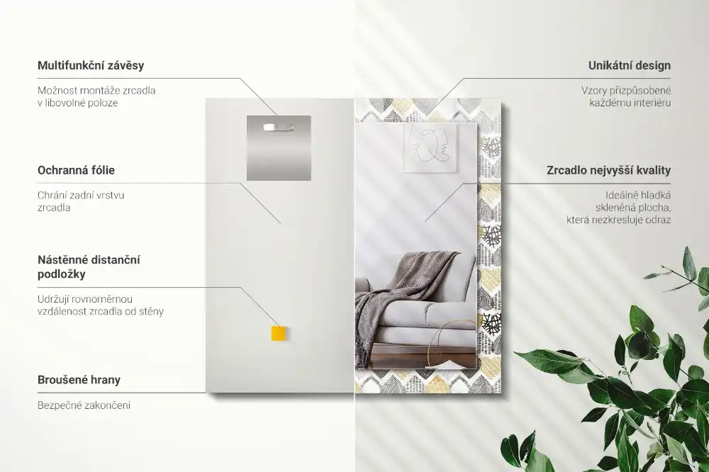 Tiskano pravokotne ogledalo Barvita srca