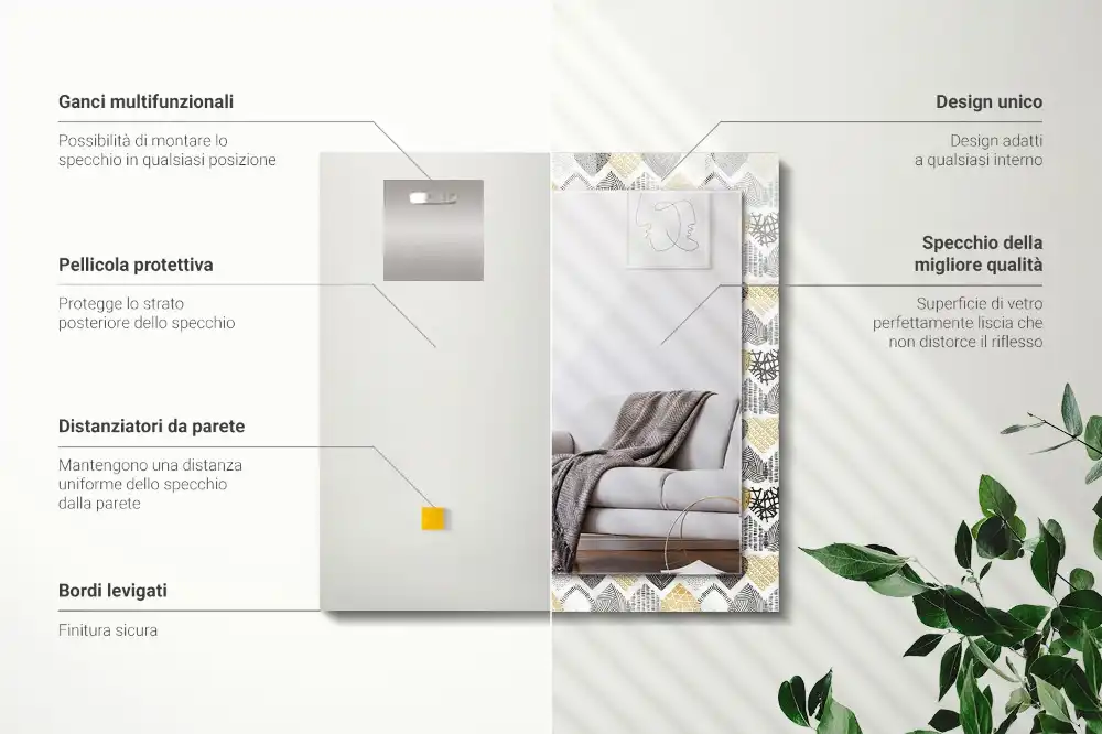 Tiskano pravokotne ogledalo Barvita srca